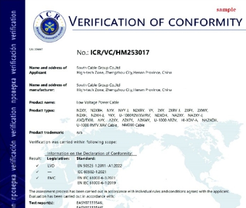 South Cable has earned the prestigious CE certification, demonstrating its commitment to excellence in the International market.